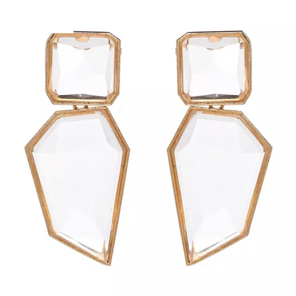 ZARA- NEW- CRYSTAL ASYMMETRICAL STATEMENT EARRINGS